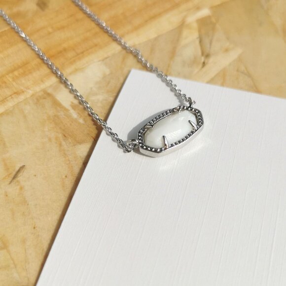 NEW Kendra Scott Elisa White Pearl Necklace Silver - Picture 3 of 4